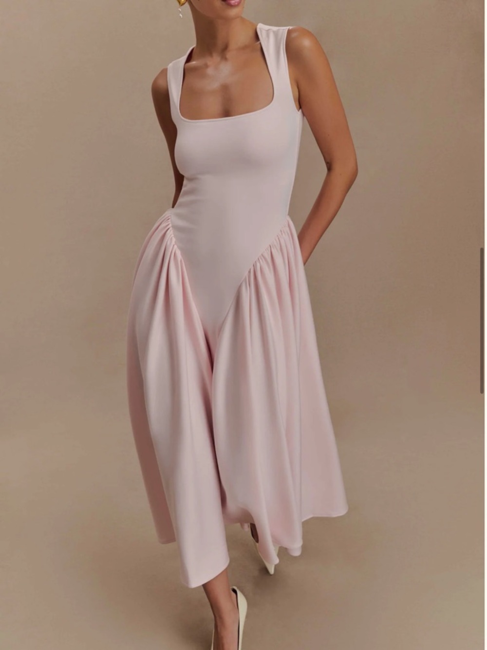 NEW Meshki Scuba Jersey Midi Dress - Ballet Pink